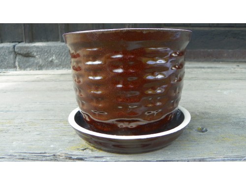 Květináč glazovaný koš 16cm s podmiskou.NOHEL GARDEN