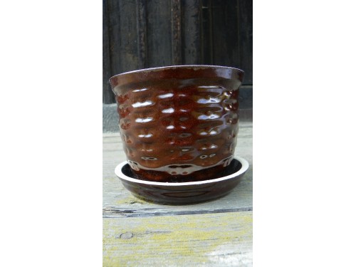 Květináč glazovaný koš 16cm s podmiskou.