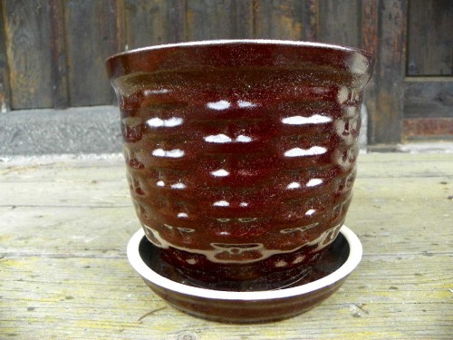 Květináč glazovaný koš 14 cm s podmiskou