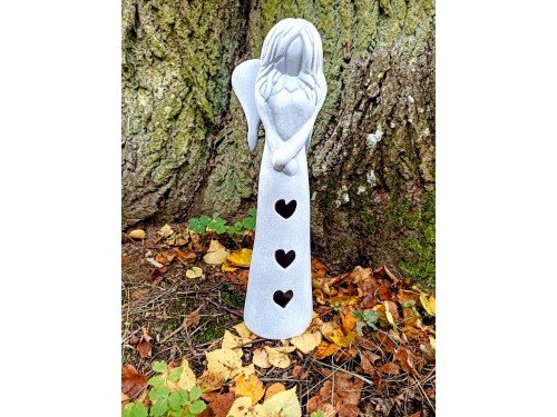 Anděl dekorační srdíčko modrostříbrný