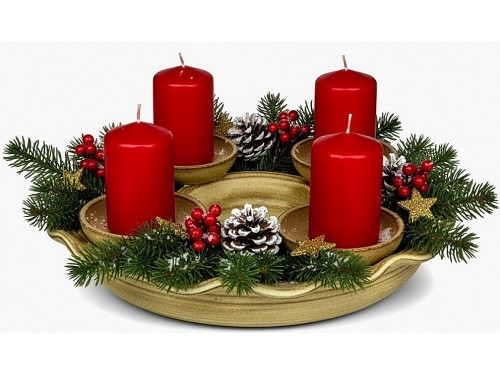 Věnec keramický adventní, barva písková