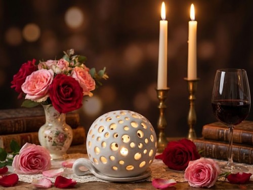 Svícen koule 12cm.Bilá.