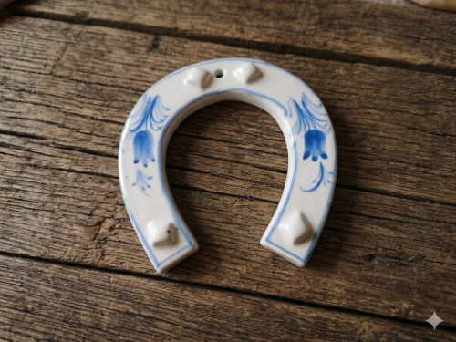 Podkova keramická malovaná.